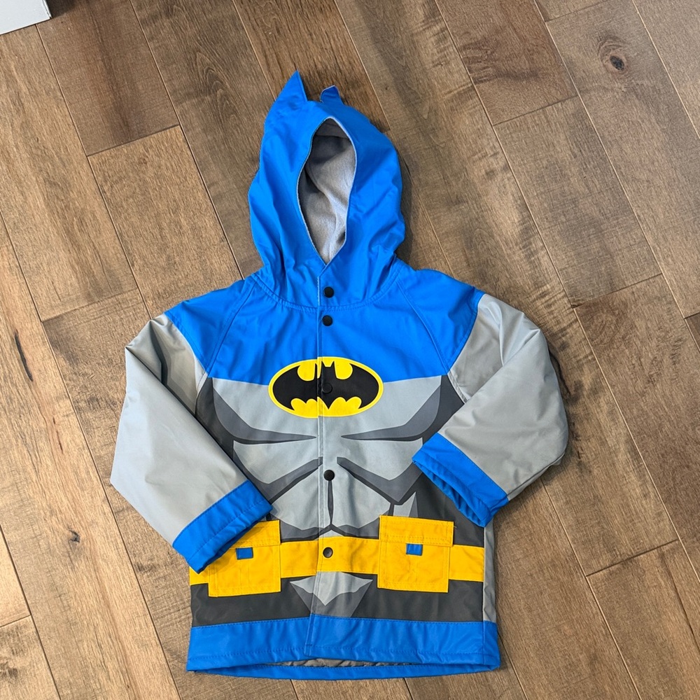 Kids Batman Superhero Lined Raincoat - Blue and Gray